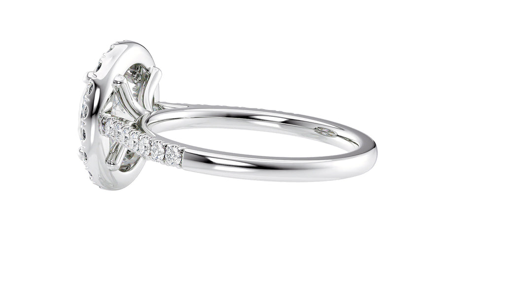 Oval Halo Classic Diamond Band Engagement Ring