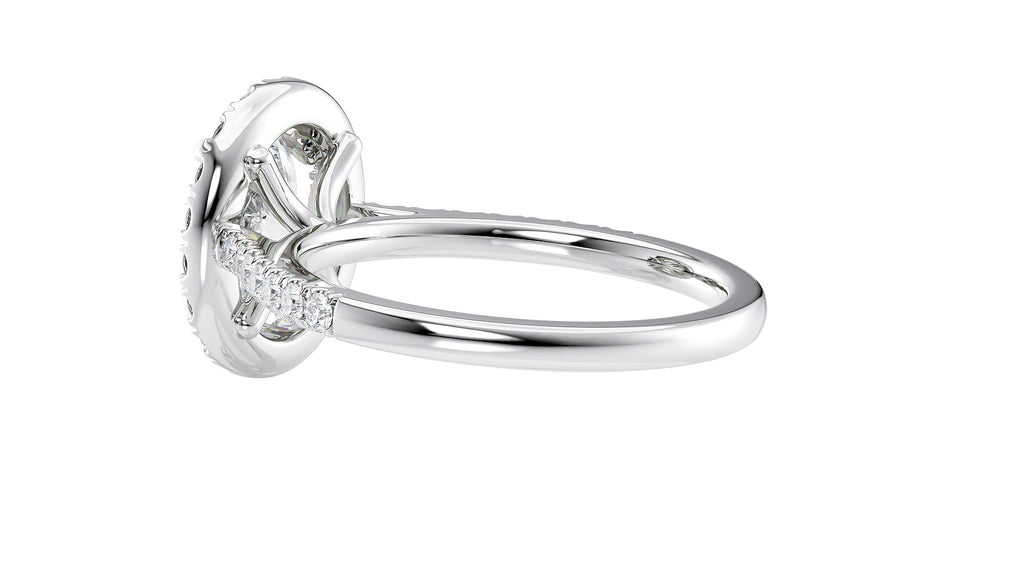 Oval Halo Classic Diamond Band Engagement Ring