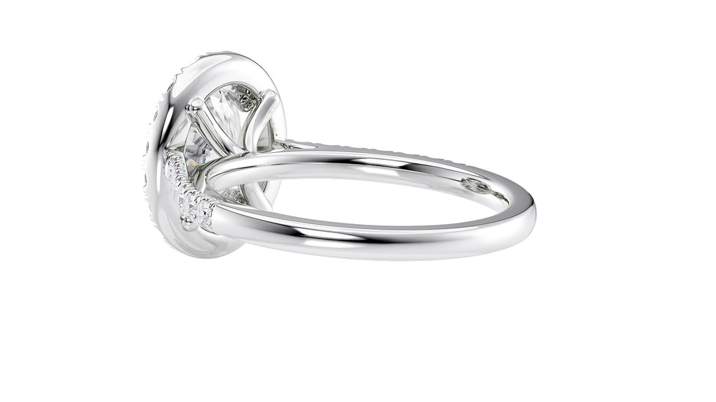 Oval Halo Classic Diamond Band Engagement Ring