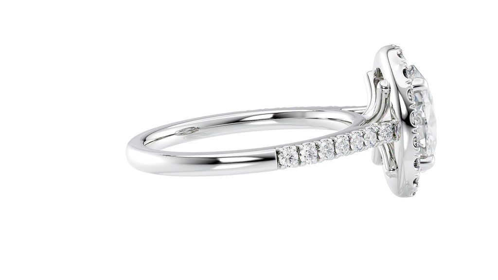 Oval Halo Classic Diamond Band Engagement Ring