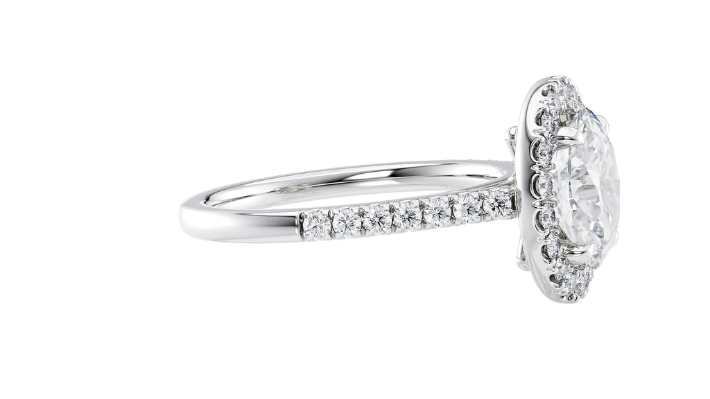 Oval Halo Classic Diamond Band Engagement Ring