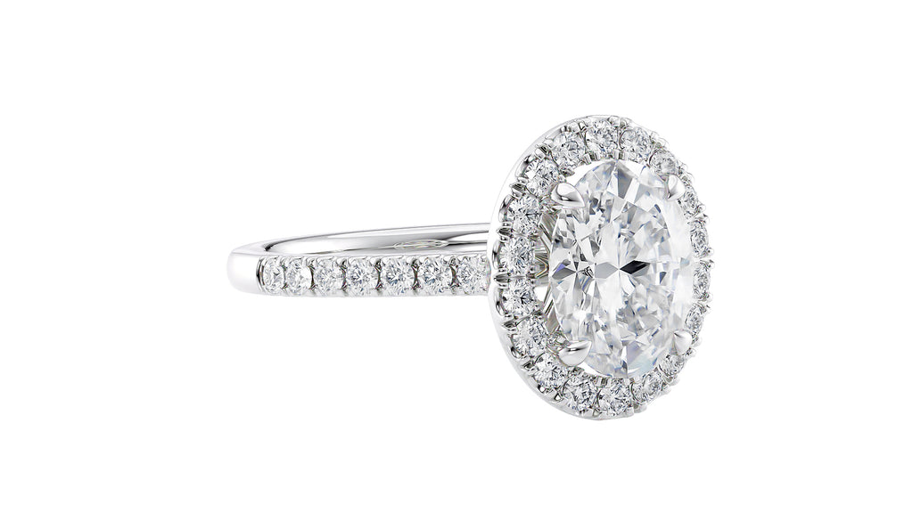 Oval Halo Classic Diamond Band Engagement Ring