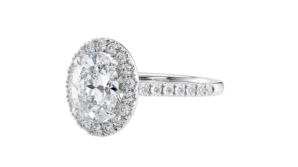 Oval Halo Classic Diamond Band Engagement Ring