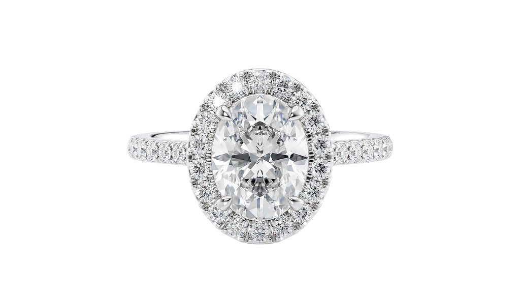 Oval Halo Classic Diamond Band Engagement Ring
