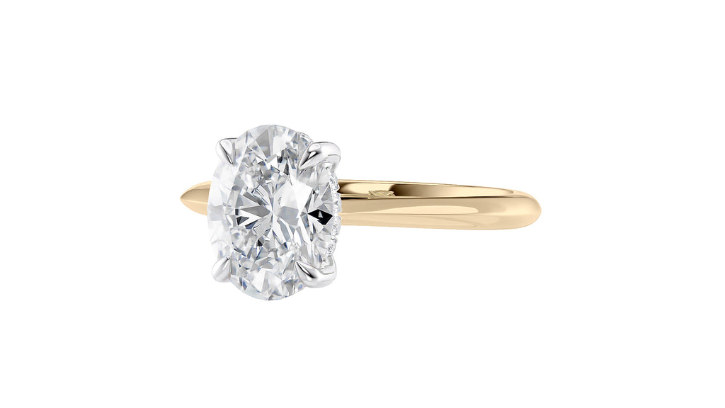 Oval Solitaire Hidden Halo Diamond Engagement Ring