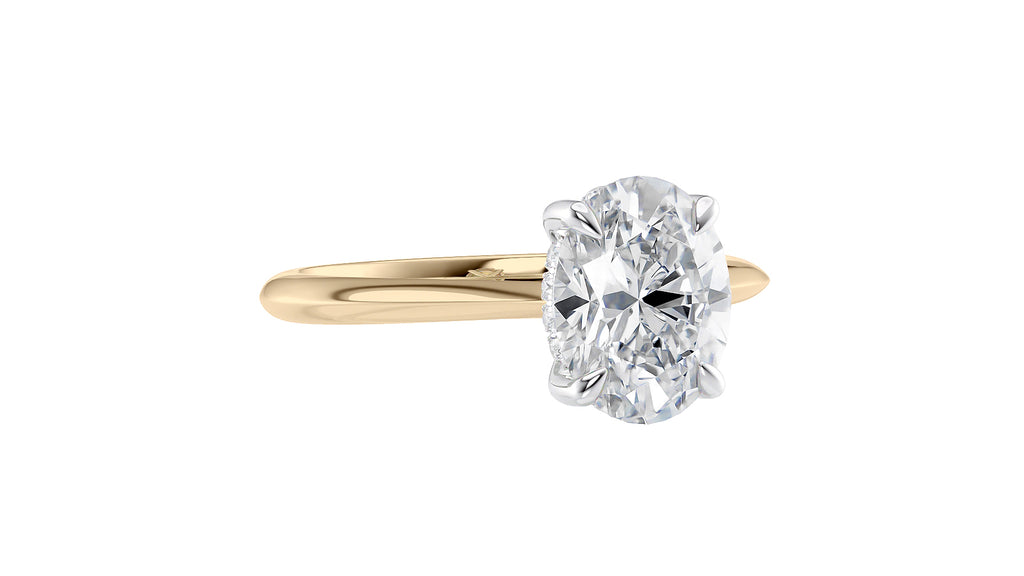 Oval Solitaire Hidden Halo Diamond Engagement Ring