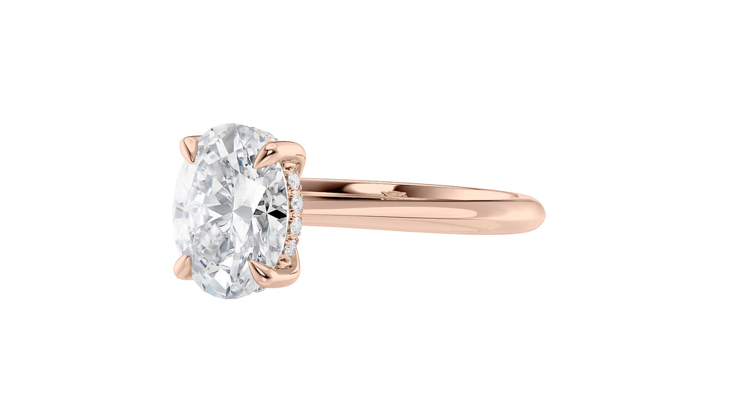 Oval Solitaire Hidden Halo Diamond Engagement Ring