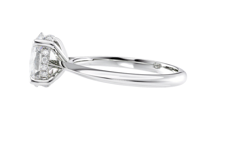 Oval Solitaire Hidden Halo Diamond Engagement Ring