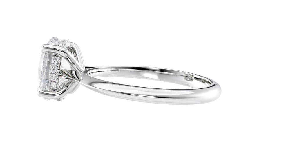 Oval Solitaire Hidden Halo Diamond Engagement Ring