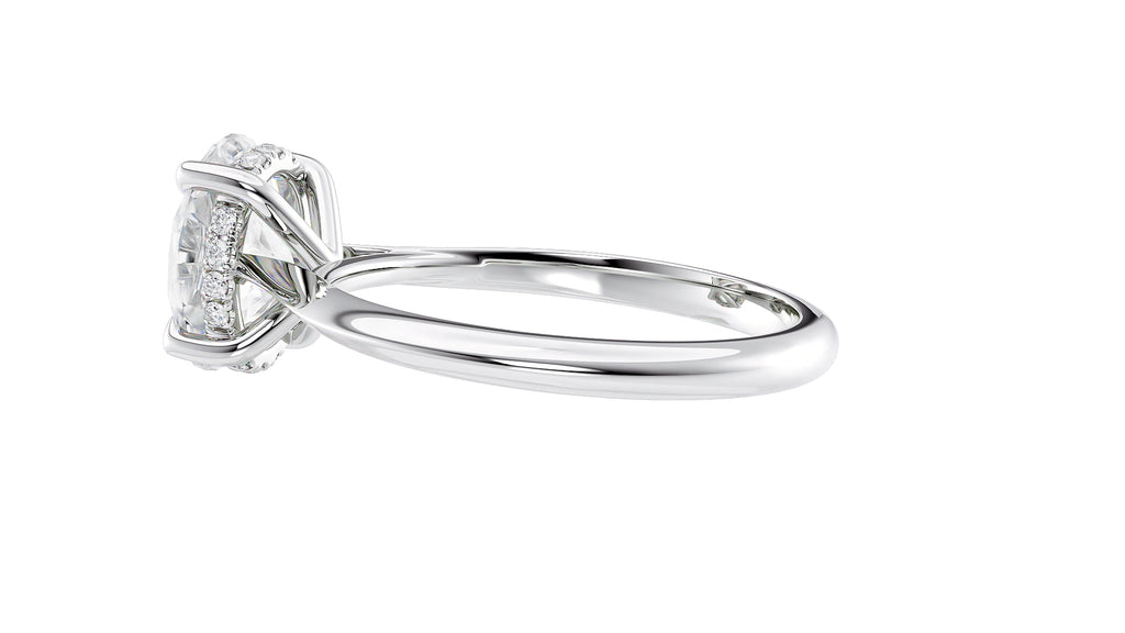 Oval Solitaire Hidden Halo Diamond Engagement Ring