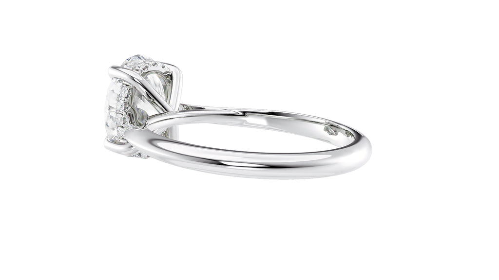 Oval Solitaire Hidden Halo Diamond Engagement Ring