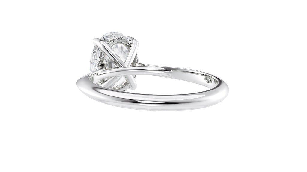 Oval Solitaire Hidden Halo Diamond Engagement Ring