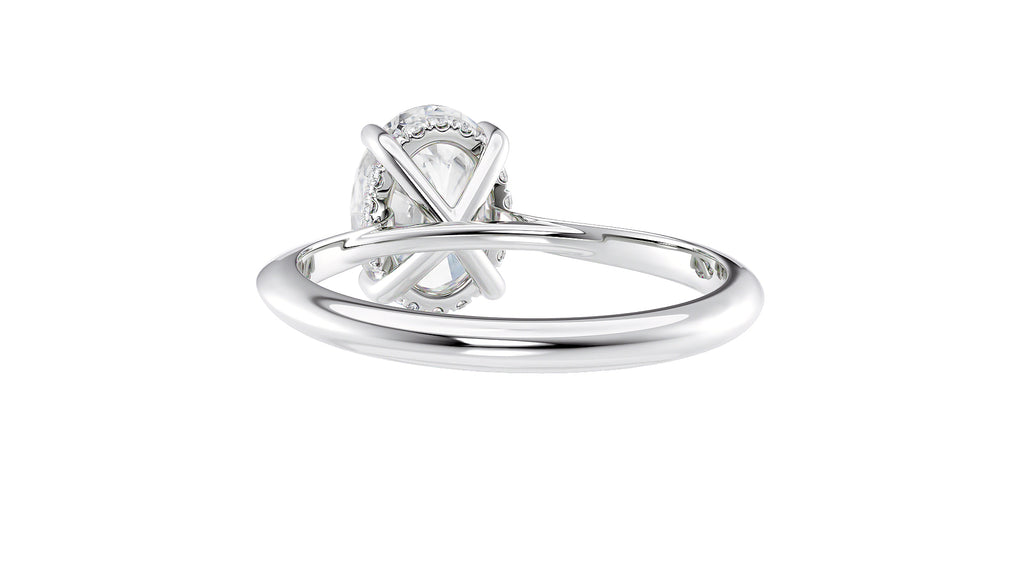 Oval Solitaire Hidden Halo Diamond Engagement Ring