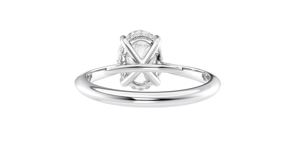 Oval Solitaire Hidden Halo Diamond Engagement Ring