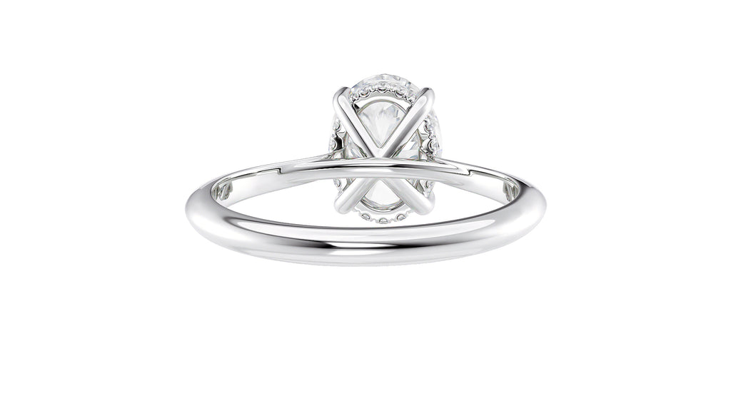 Oval Solitaire Hidden Halo Diamond Engagement Ring