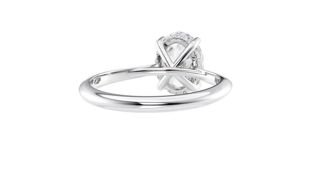 Oval Solitaire Hidden Halo Diamond Engagement Ring