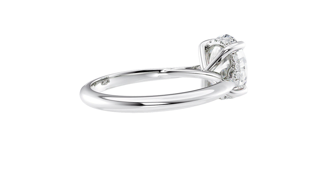 Oval Solitaire Hidden Halo Diamond Engagement Ring