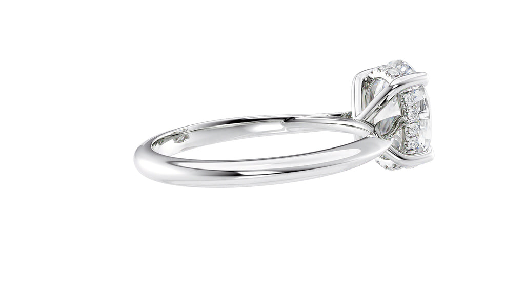 Oval Solitaire Hidden Halo Diamond Engagement Ring