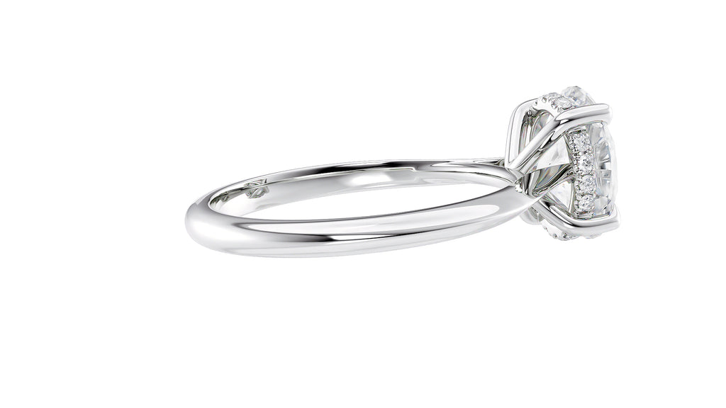 Oval Solitaire Hidden Halo Diamond Engagement Ring