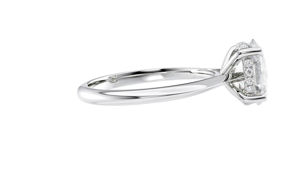 Oval Solitaire Hidden Halo Diamond Engagement Ring