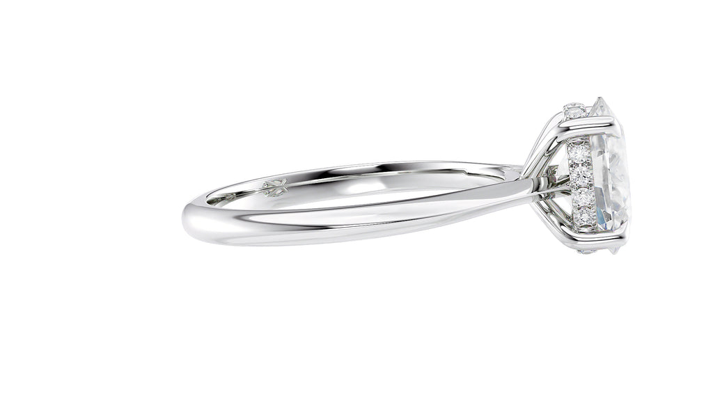 Oval Solitaire Hidden Halo Diamond Engagement Ring