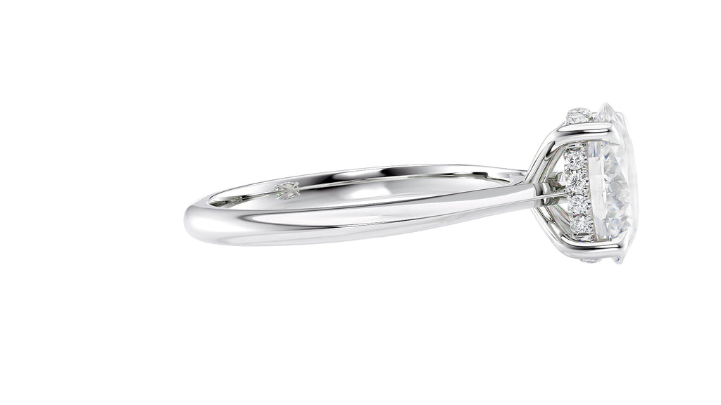 Oval Solitaire Hidden Halo Diamond Engagement Ring