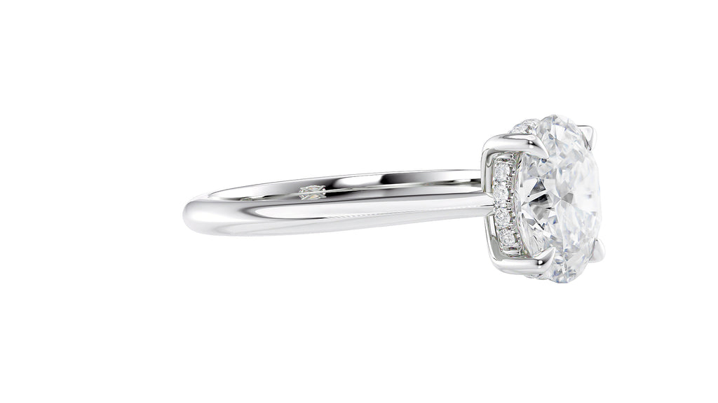 Oval Solitaire Hidden Halo Diamond Engagement Ring
