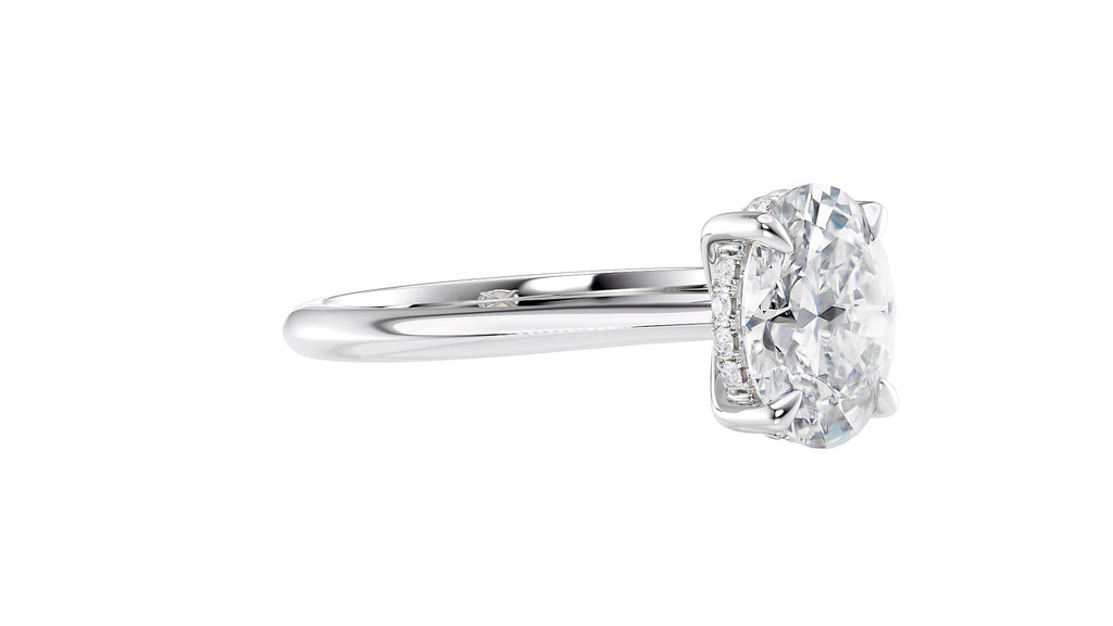 Oval Solitaire Hidden Halo Diamond Engagement Ring