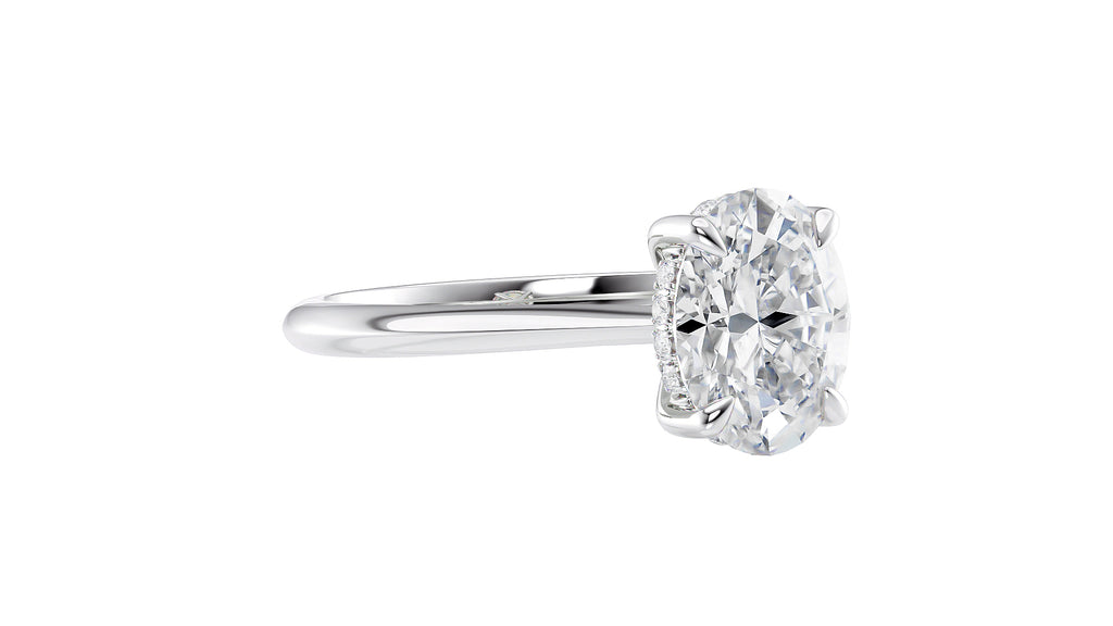 Oval Solitaire Hidden Halo Diamond Engagement Ring