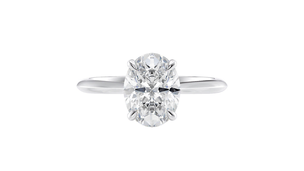 Oval Solitaire Hidden Halo Diamond Engagement Ring