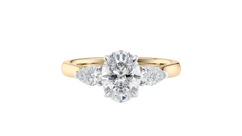 Oval & Pear Cut Trilogy Diamond Engagement Ring