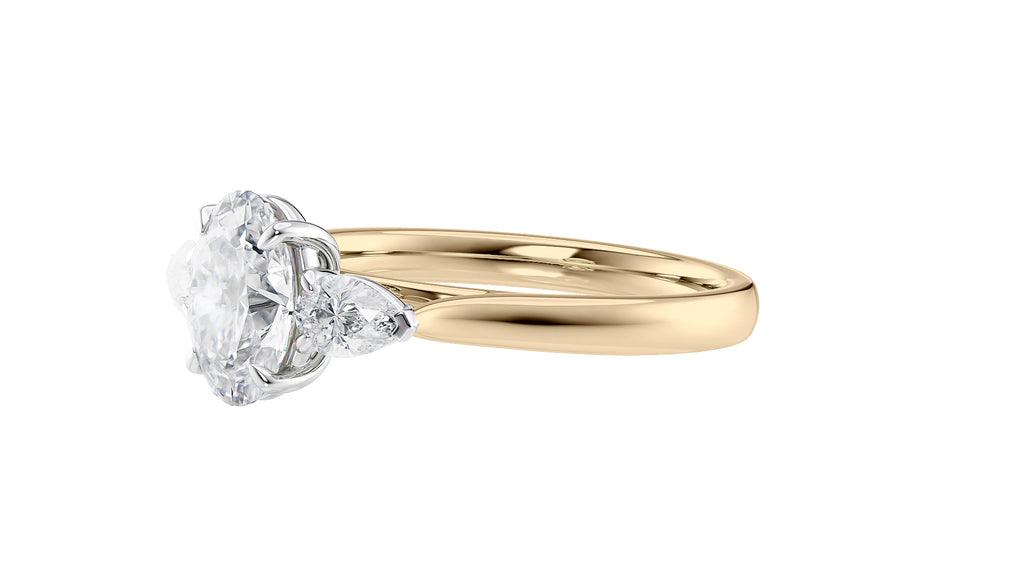 Oval & Pear Cut Trilogy Diamond Engagement Ring