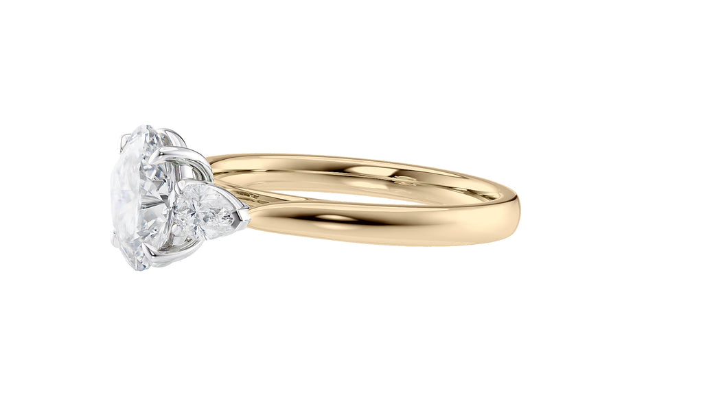 Oval & Pear Cut Trilogy Diamond Engagement Ring