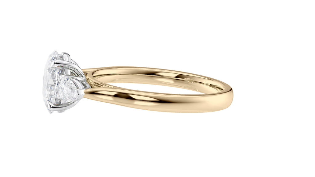 Oval & Pear Cut Trilogy Diamond Engagement Ring