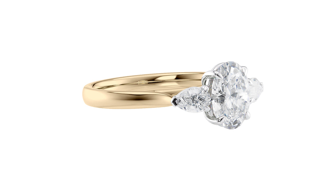 Oval & Pear Cut Trilogy Diamond Engagement Ring
