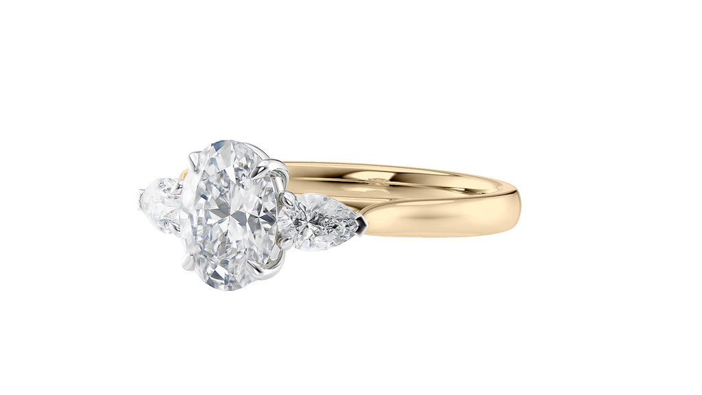 Oval & Pear Cut Trilogy Diamond Engagement Ring