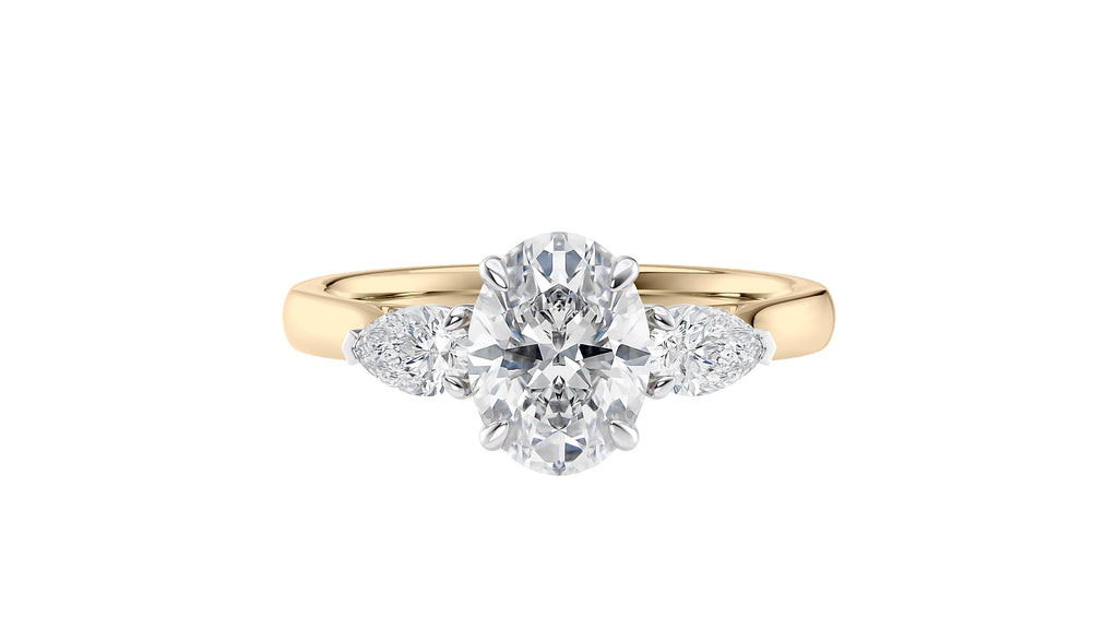 Oval & Pear Cut Trilogy Diamond Engagement Ring