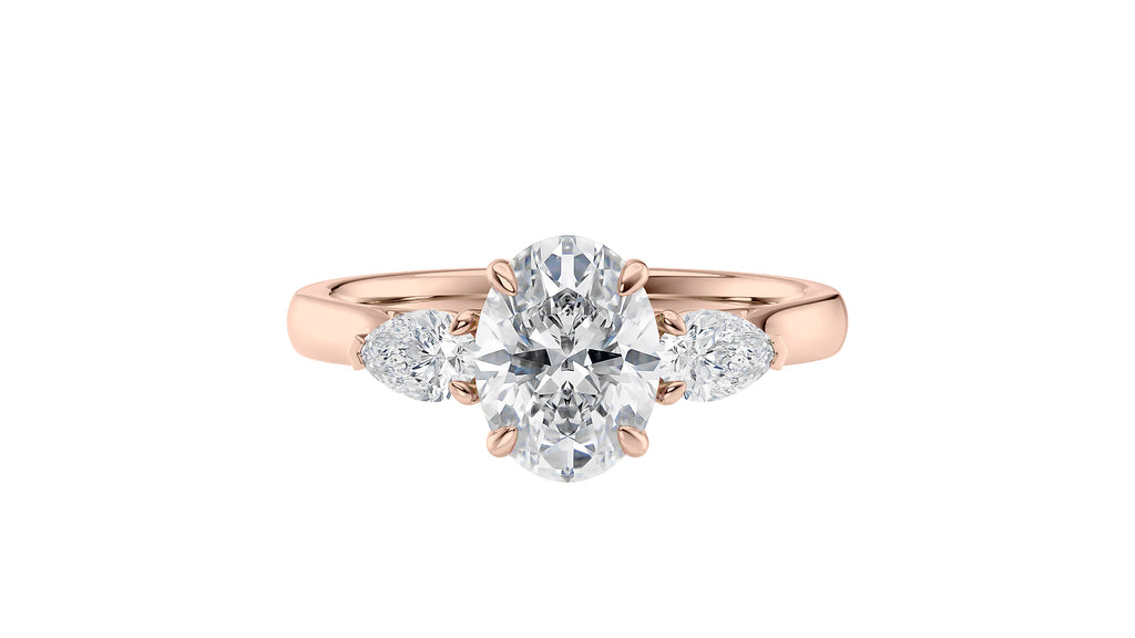 Oval & Pear Cut Trilogy Diamond Engagement Ring