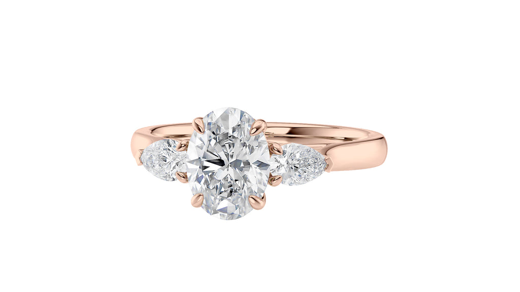 Oval & Pear Cut Trilogy Diamond Engagement Ring