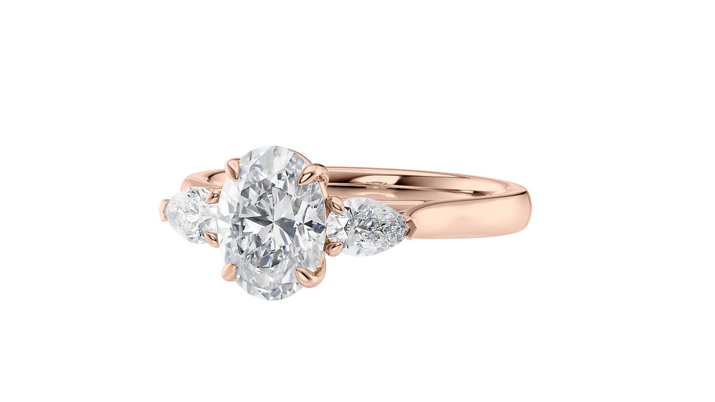 Oval & Pear Cut Trilogy Diamond Engagement Ring