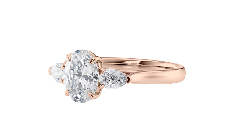 Oval & Pear Cut Trilogy Diamond Engagement Ring