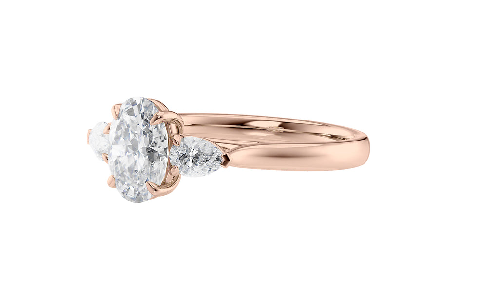 Oval & Pear Cut Trilogy Diamond Engagement Ring