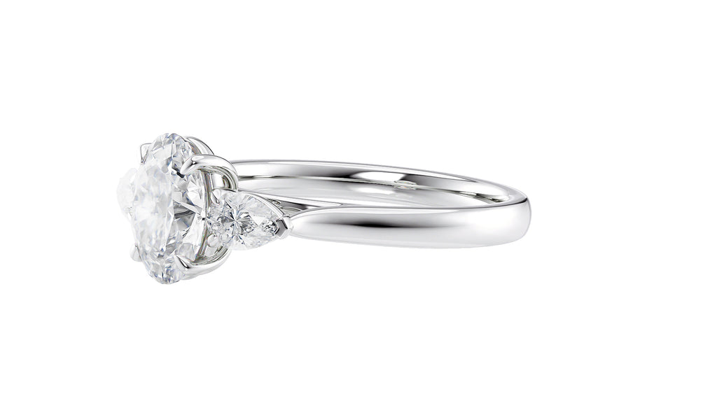 Oval & Pear Cut Trilogy Diamond Engagement Ring