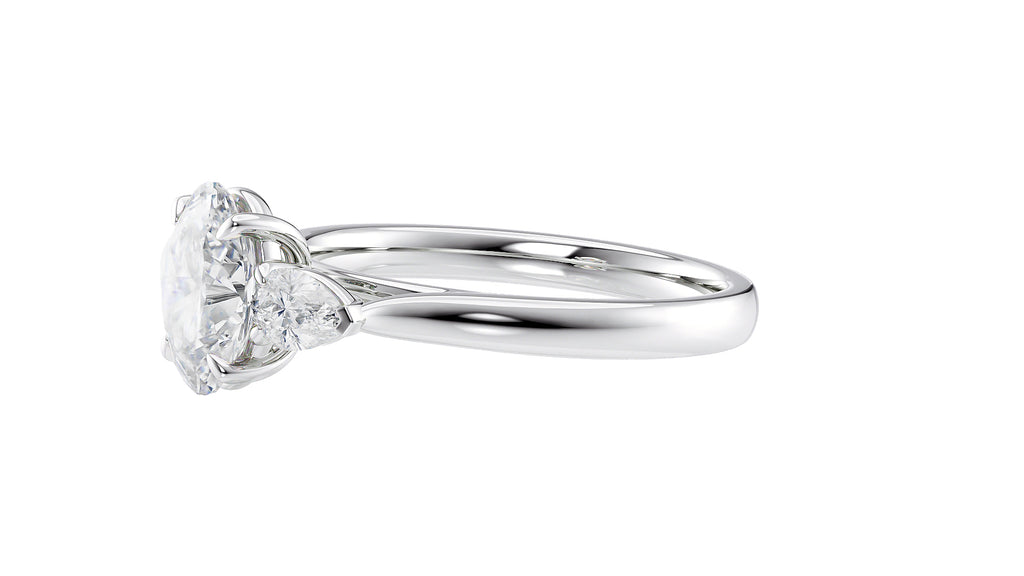 Oval & Pear Cut Trilogy Diamond Engagement Ring