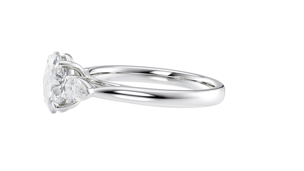Oval & Pear Cut Trilogy Diamond Engagement Ring