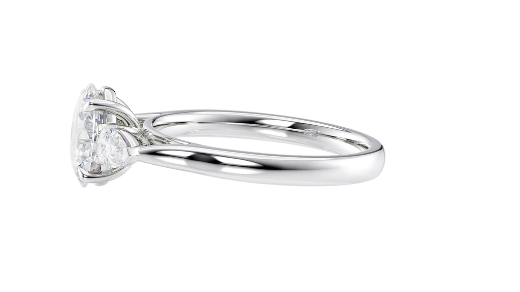 Oval & Pear Cut Trilogy Diamond Engagement Ring