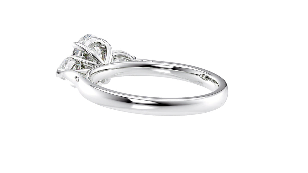 Oval & Pear Cut Trilogy Diamond Engagement Ring