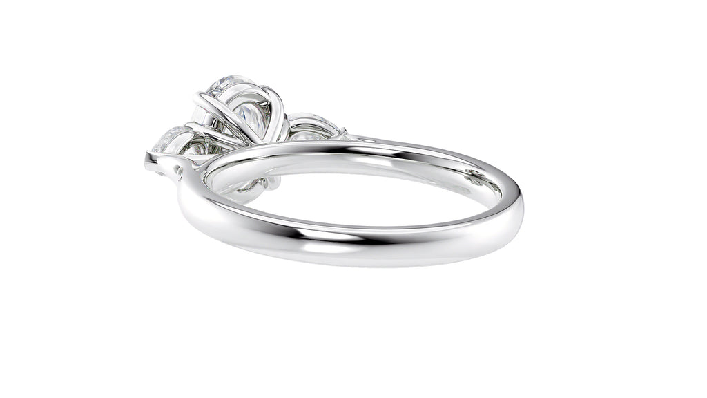 Oval & Pear Cut Trilogy Diamond Engagement Ring