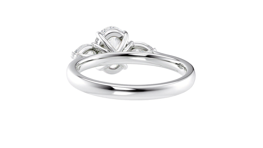 Oval & Pear Cut Trilogy Diamond Engagement Ring