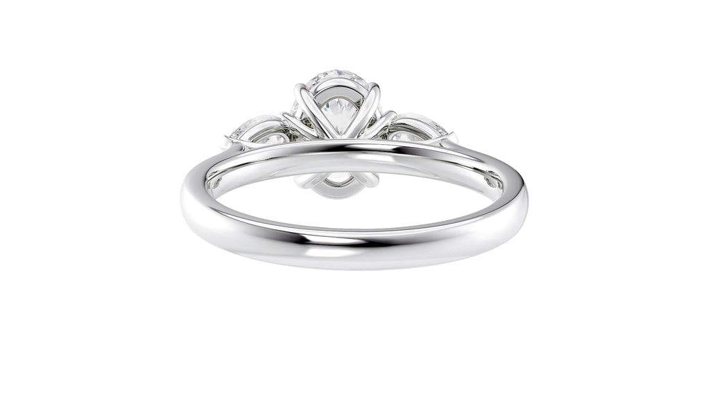 Oval & Pear Cut Trilogy Diamond Engagement Ring